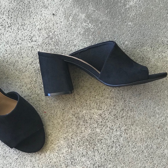 Qupid Shoes Size 10 Blk Heeled Slip On Heeled Mule - Picture 7 of 8